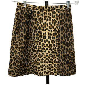Leopard Print Mini Wrap Skirt With Button Detail Size Small